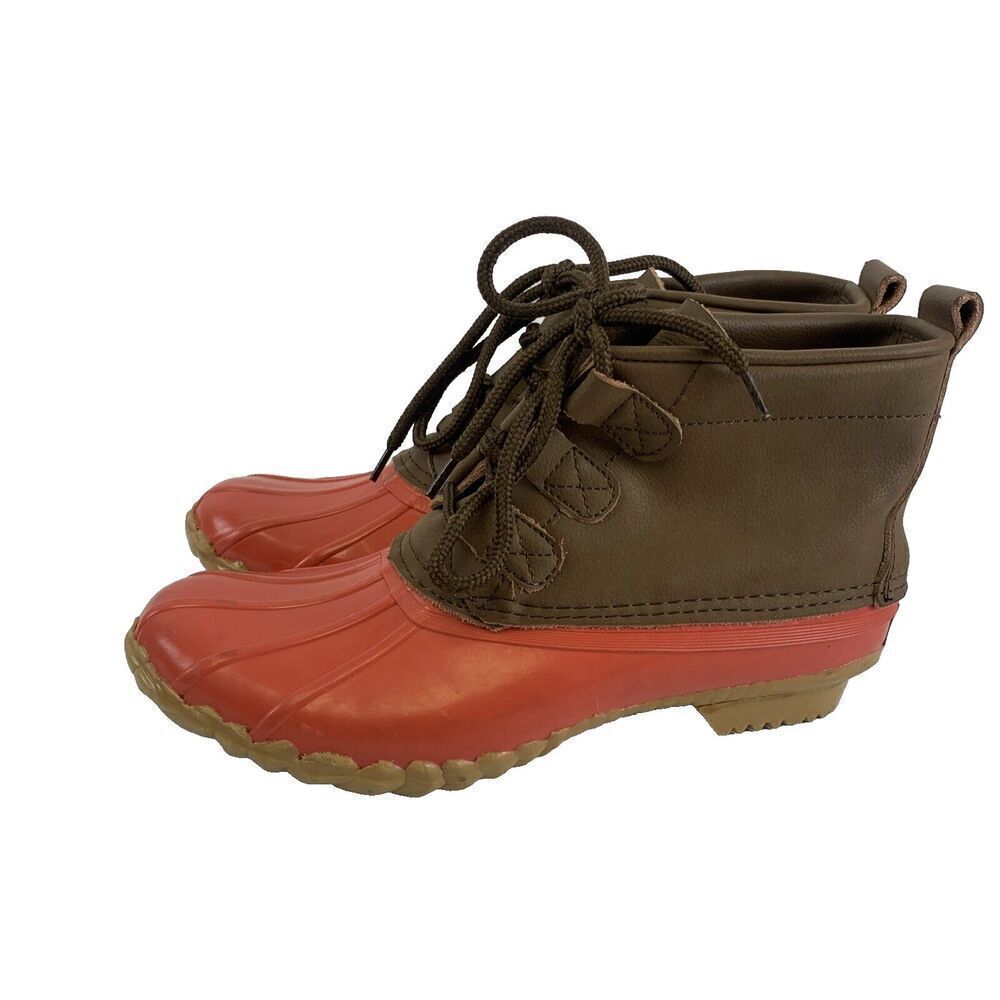 BOGO Chooka Low Duck Boot Tulip Brown Leather Lace Up Ankle Orange Waterproof 7‎